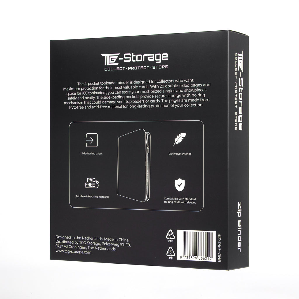 4-Pocket Toploader Zip Binder black - TCG-Storage